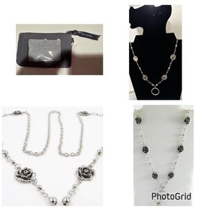 Women's ID Badge Lanyard Necklace with Rose Motif